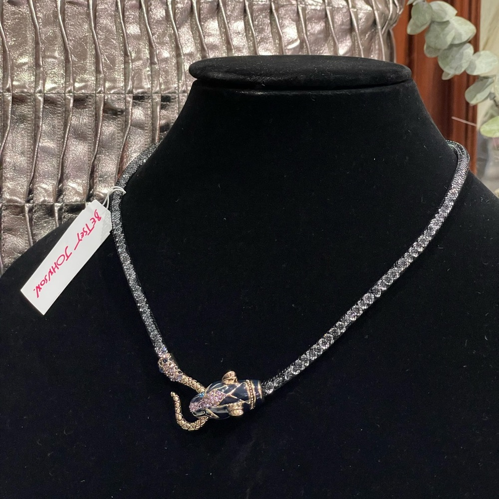 Betsy Johnson Panther Head Mesh Choker Necklace